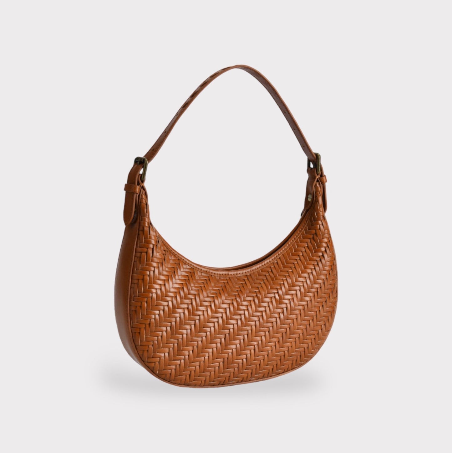 Handbag & Wallet Accessories Carmel - Hand Woven Leather Moon Crescent Bag Brown San Rocco Italia