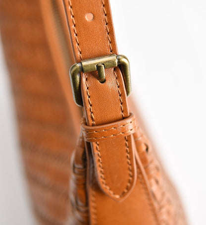 Handbag & Wallet Accessories Carmel - Hand Woven Leather Moon Crescent Bag Brown San Rocco Italia