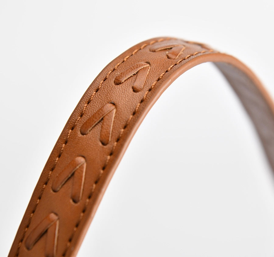 Handbag & Wallet Accessories Carmel - Hand Woven Leather Moon Crescent Bag Brown San Rocco Italia