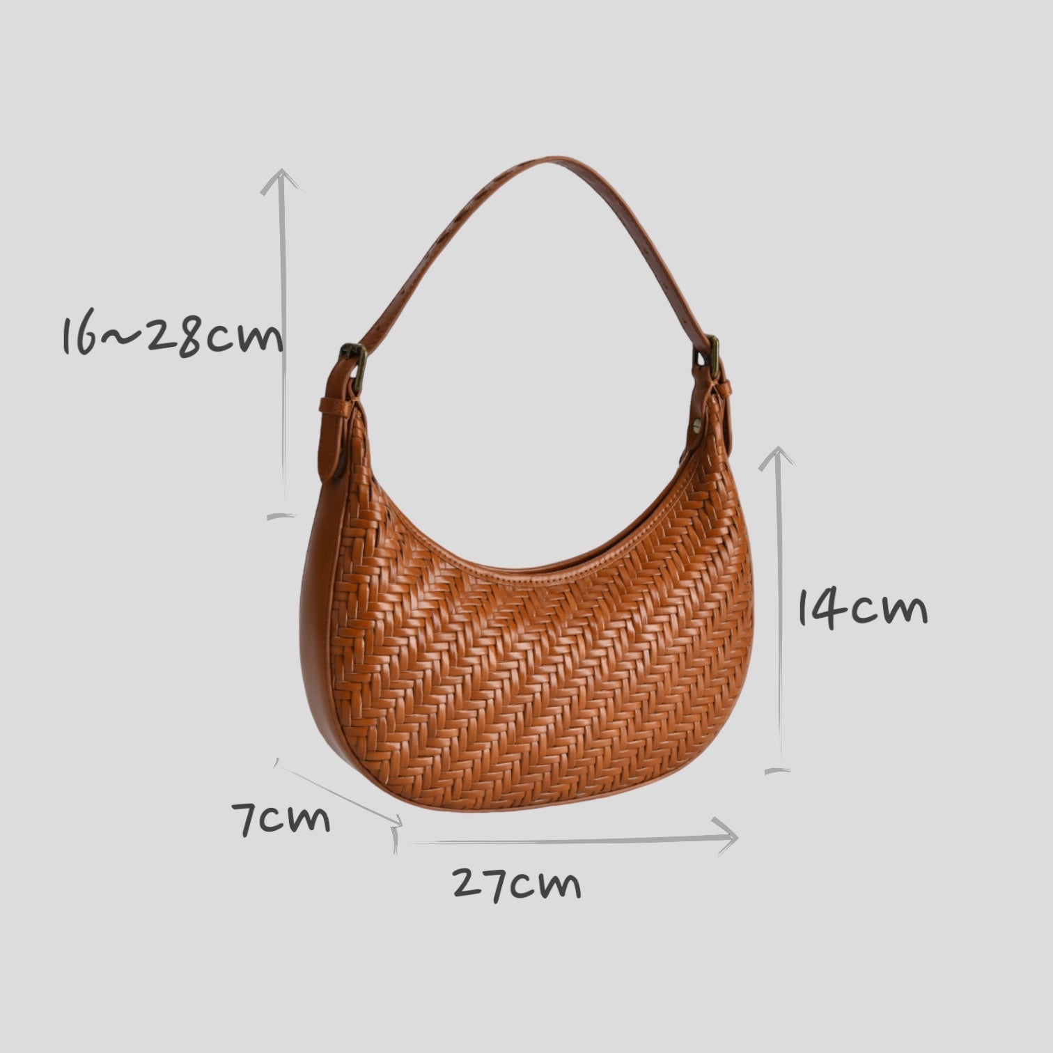 Handbag & Wallet Accessories Carmel - Hand Woven Leather Moon Crescent Bag Brown San Rocco Italia