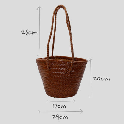 Handbag & Wallet Accessories Carmel- Hand Woven Leather Shoulder Bucket Bag Brown San Rocco Italia