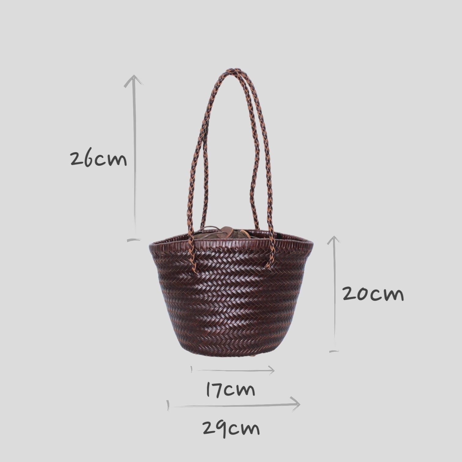 Handbag & Wallet Accessories Carmel- Hand Woven Leather Shoulder Bucket Bag Chocolate San Rocco Italia