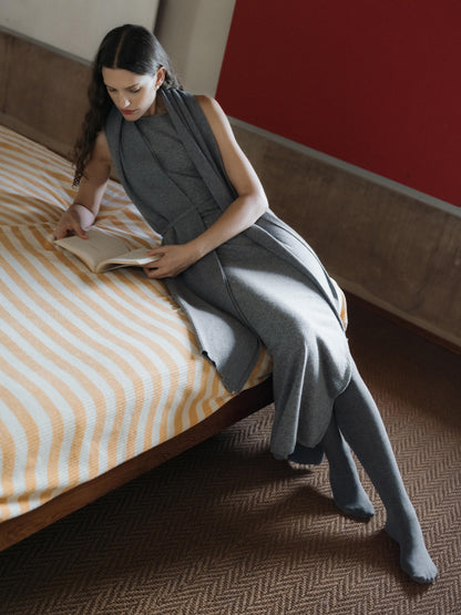 Cashmere Blend Boat Neck Sleeveless Dress (3D-Knit)