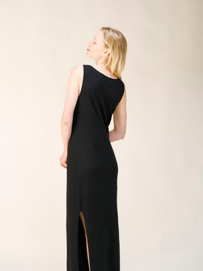 Cashmere Blend Boat Neck Sleeveless Dress (3D-Knit)