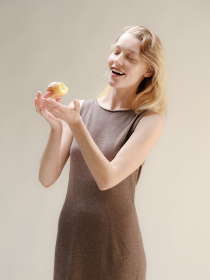 Cashmere Blend Boat Neck Sleeveless Dress (3D-Knit)