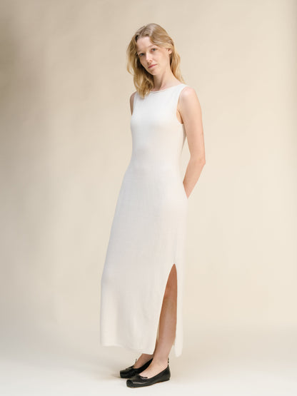 Cashmere Blend Boat Neck Sleeveless Dress (3D-Knit)
