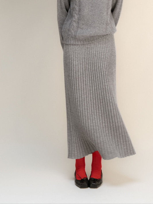 Cashmere Blend Perforated Skirt (3D-Knit)
