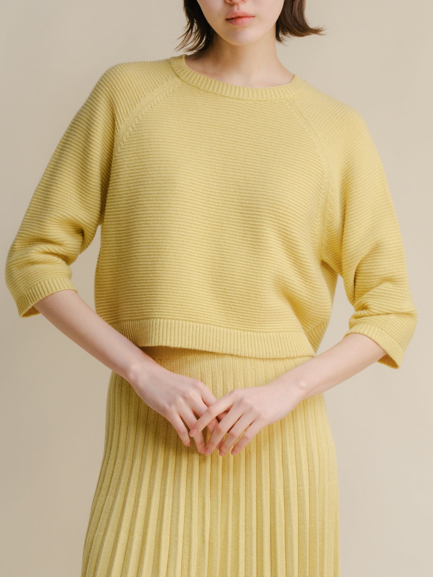 Knitwear Honey / S Cashmere Mix Cropped 3/4 Sleeve Pullover San Rocco Italia