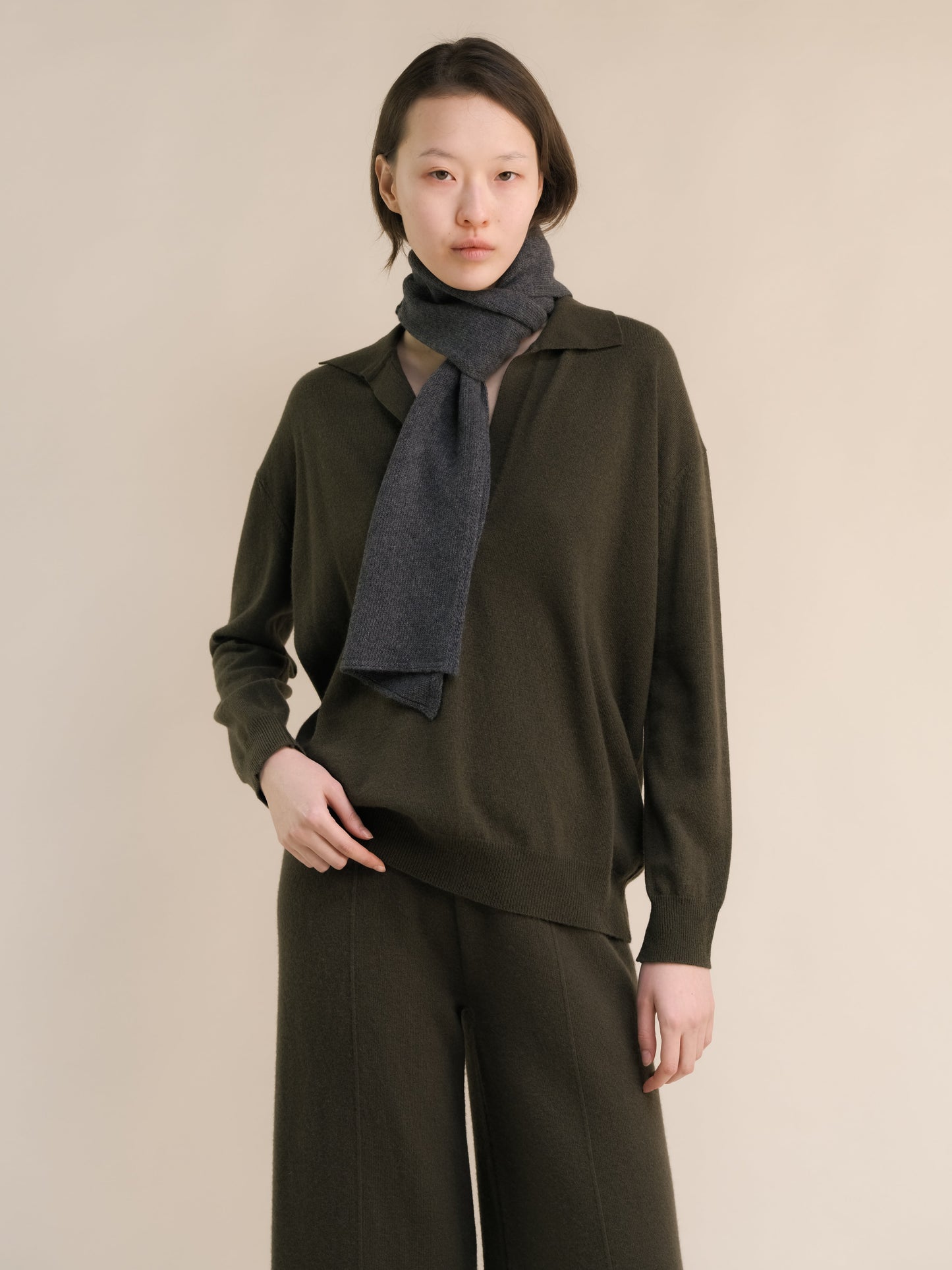 Knitwear Dark Grey Cashmere Mix Scarf San Rocco Italia