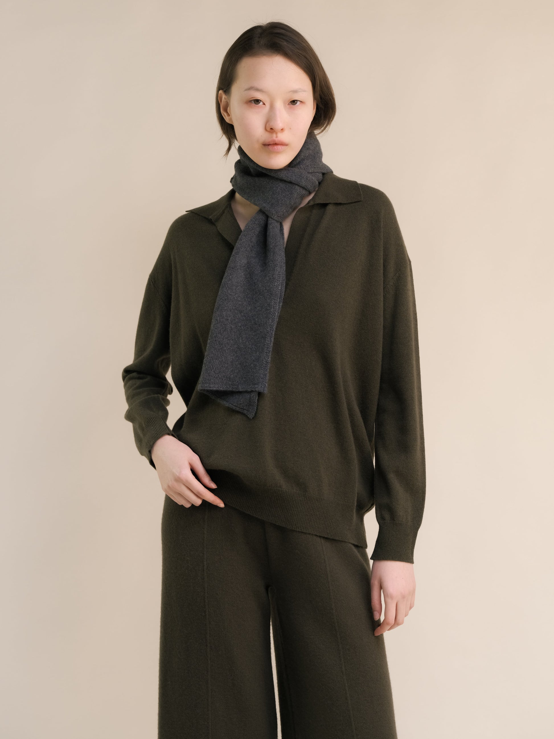 Knitwear Dark Grey Cashmere Mix Scarf San Rocco Italia