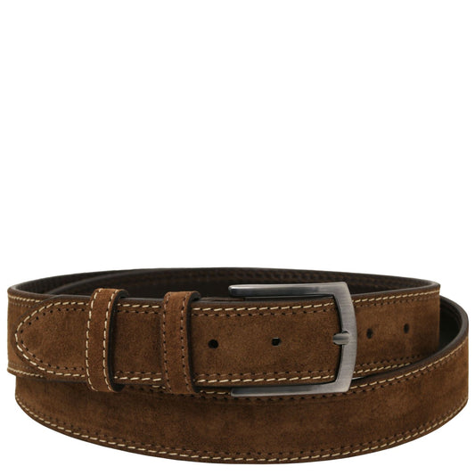 Leather Belts for men Brown / 95 cm Casual suede leather belt 35mm | TL142537 San Rocco Italia