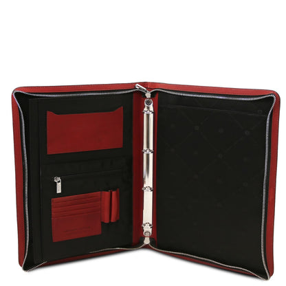 Cesare - Leather document case with handle and ring binder | TL142554