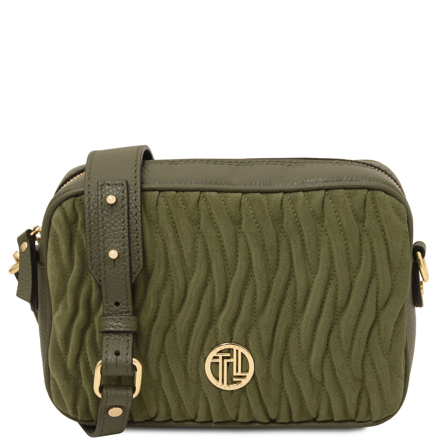 Leather handbags Forest Green Chantilly - Suede leather shoulder bag | TL142490 San Rocco Italia