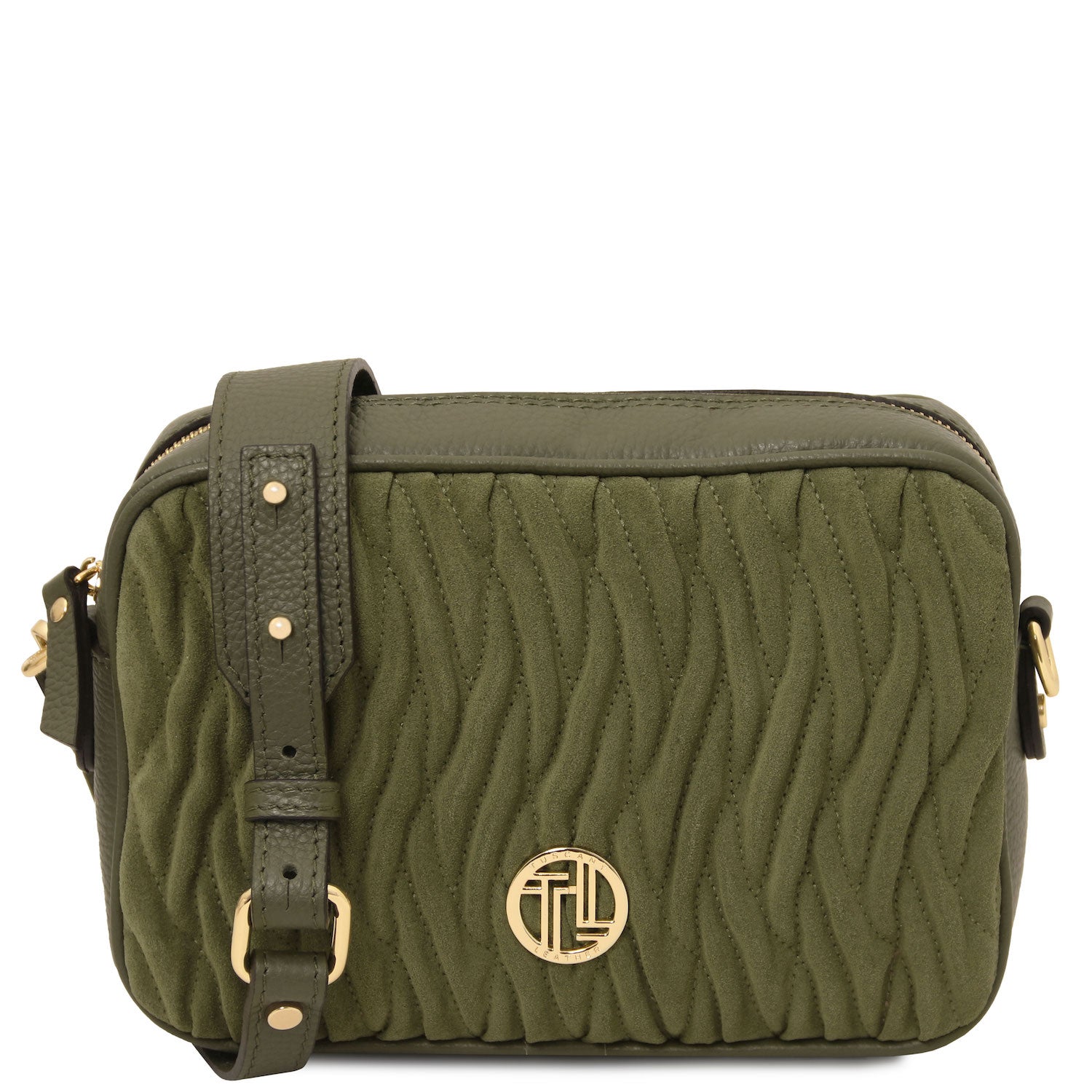 Leather handbags Forest Green Chantilly - Suede leather shoulder bag | TL142490 San Rocco Italia