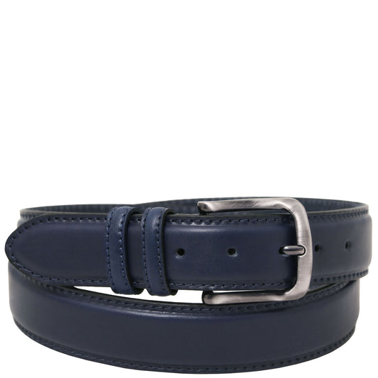 Leather Belts for men Dark Blue / 95 cm Classic Tuscan padded leather belt 40mm | TL142529 San Rocco Italia