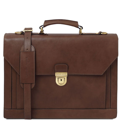 Cremona - 3 compartment matte leather briefcase | TL142448 - Premium Leather briefcases - Shop now at San Rocco Italia