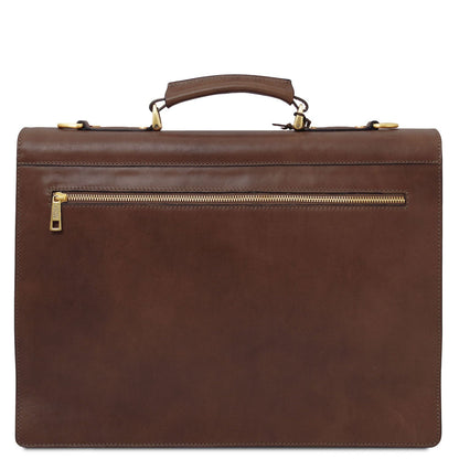 Cremona - 3 compartment matte leather briefcase | TL142448 - Premium Leather briefcases - Shop now at San Rocco Italia