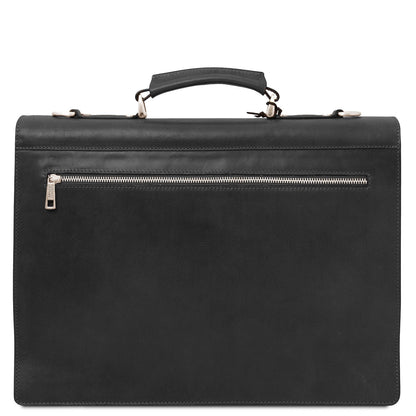 Cremona - 3 compartment matte leather briefcase | TL142448 - Premium Leather briefcases - Shop now at San Rocco Italia