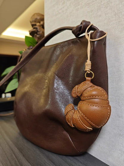 Handbag & Wallet Accessories Croissant Bag Charm - Handmade Full-Grain Leather San Rocco Italia