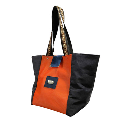 Denim & Orange Tote