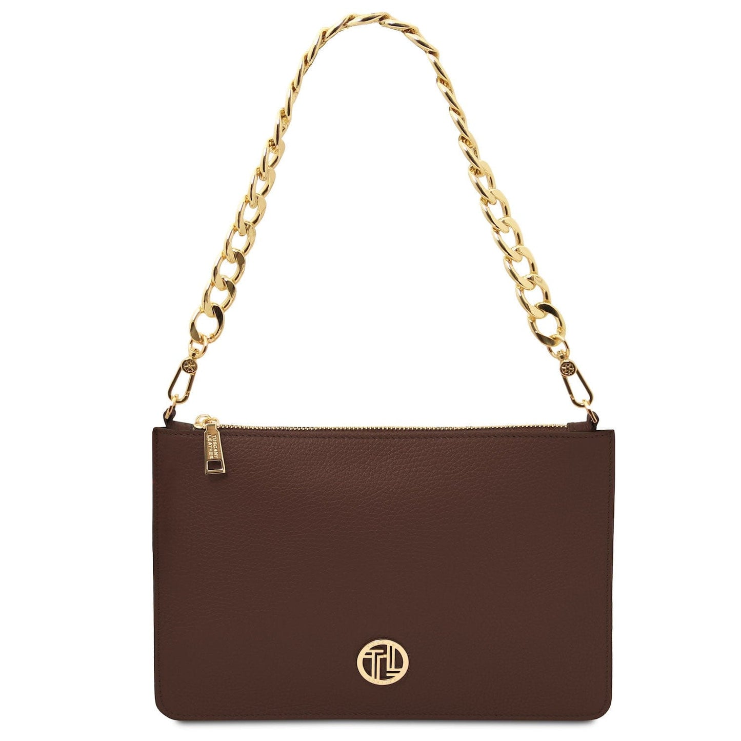 Leather handbags Coffee Diva - Leather Pouch Clutch With Chain Strap | TL142461 San Rocco Italia