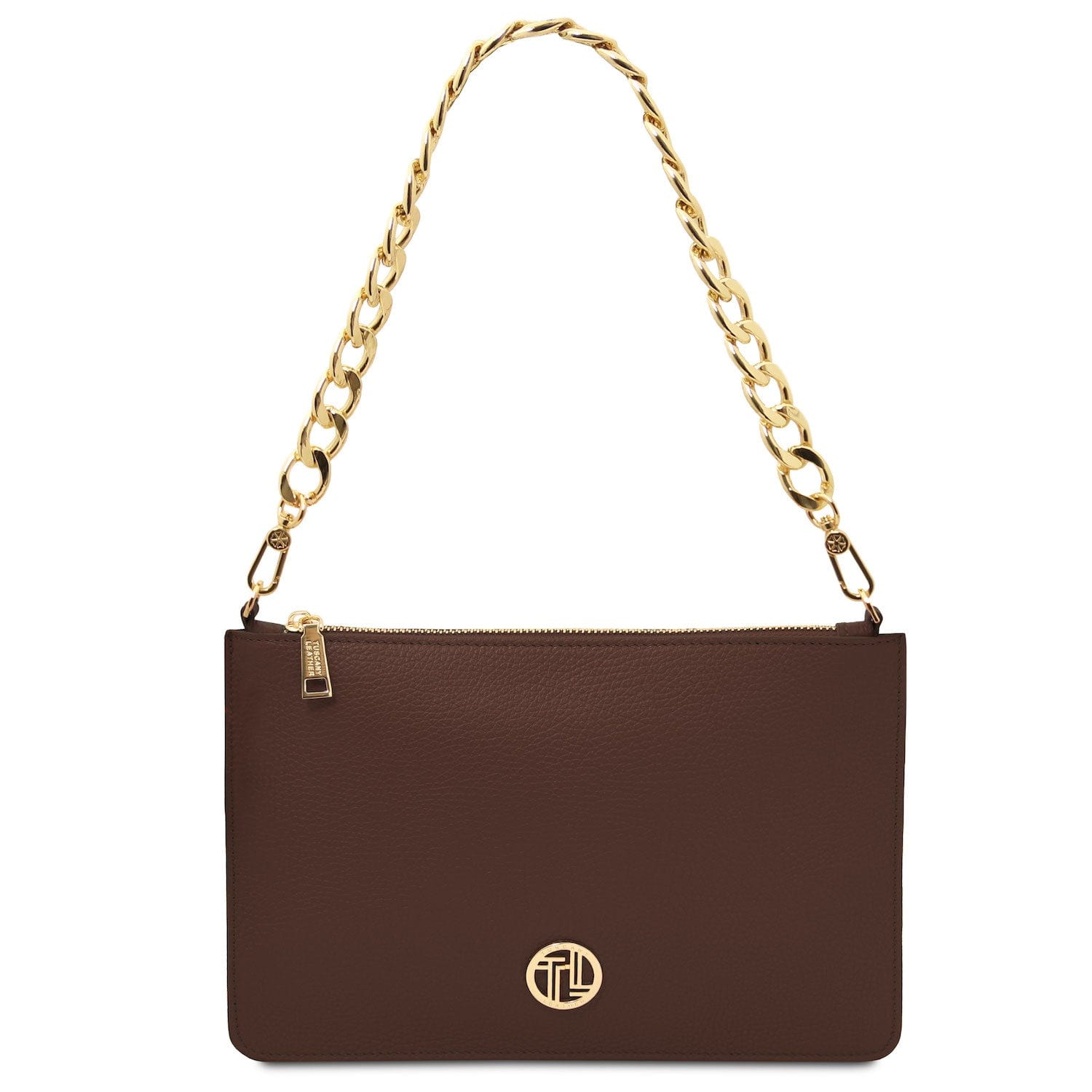 Leather handbags Coffee Diva - Leather Pouch Clutch With Chain Strap | TL142461 San Rocco Italia
