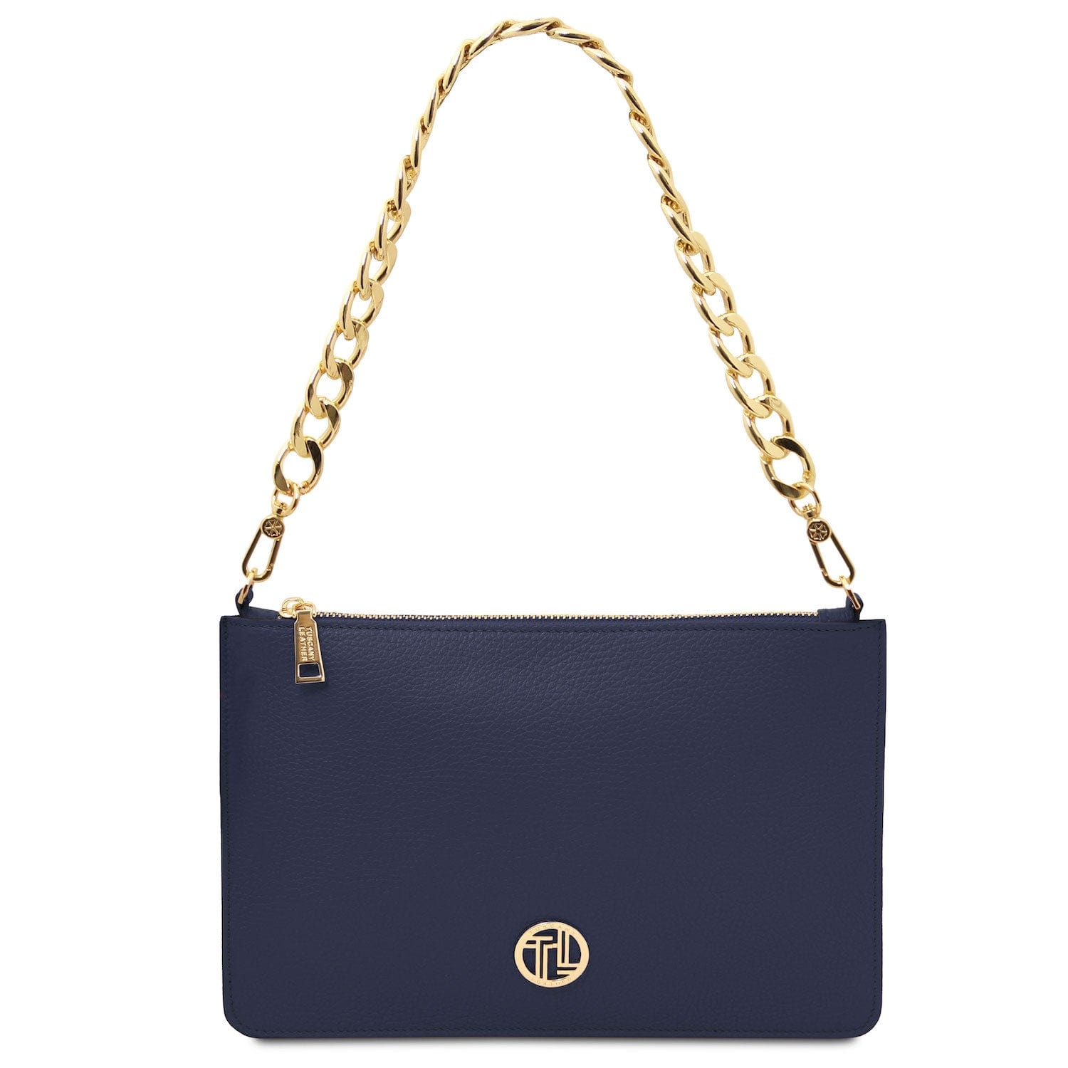 Leather handbags Dark Blue Diva - Leather Pouch Clutch With Chain Strap | TL142461 San Rocco Italia