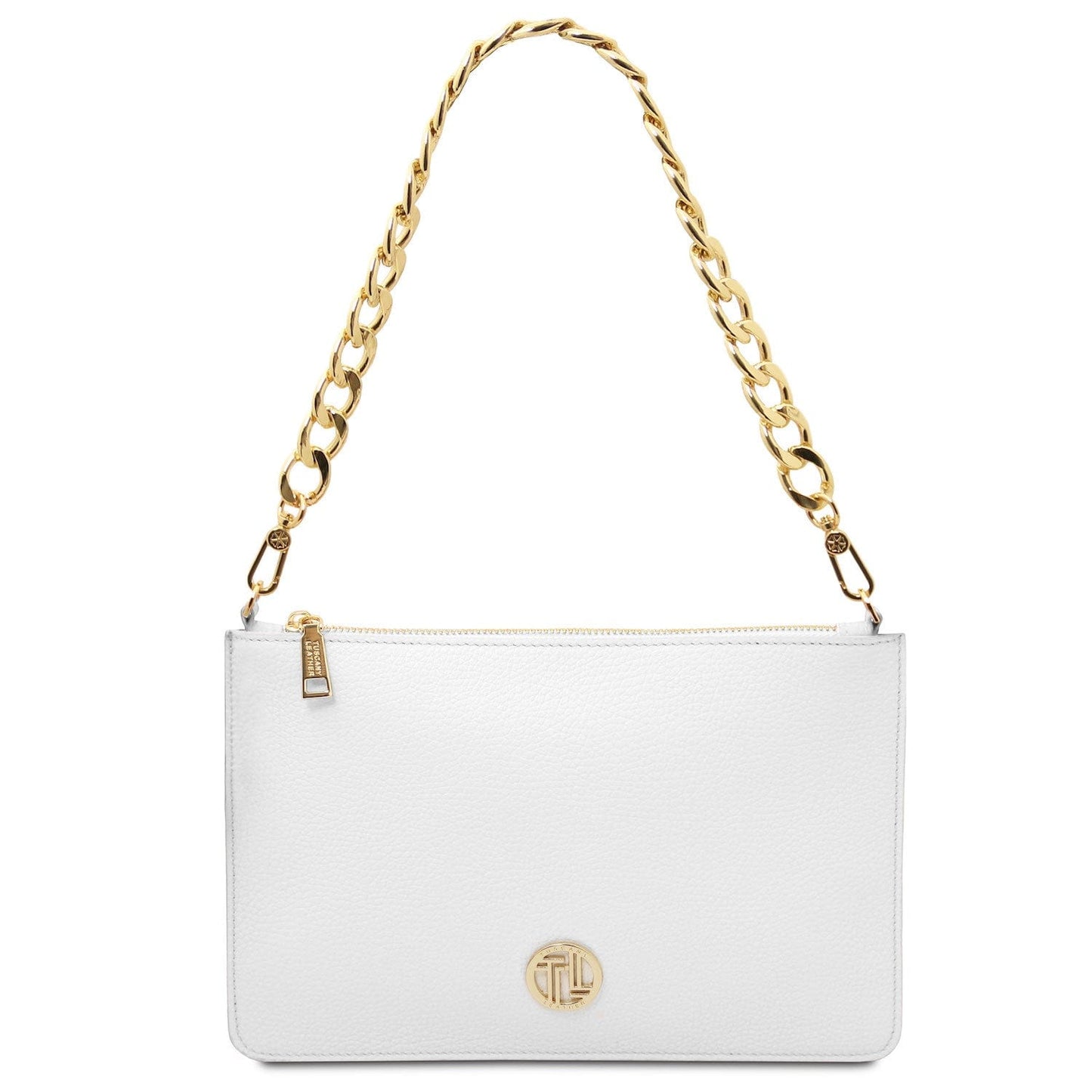 Leather handbags White Diva - Leather Pouch Clutch With Chain Strap | TL142461 San Rocco Italia