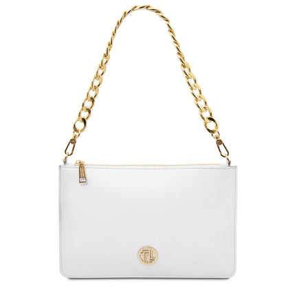 Leather handbags White Diva - Leather Pouch Clutch With Chain Strap | TL142461 San Rocco Italia