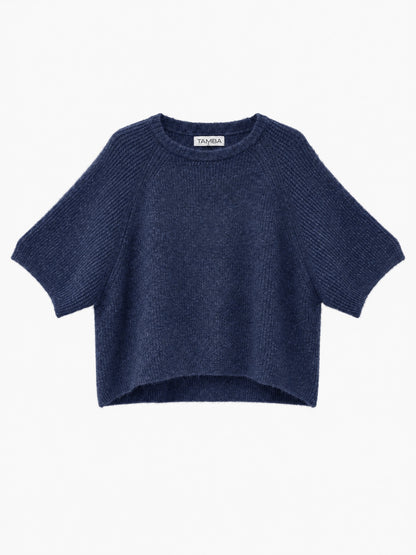 Alpaca Blend Ribbed Wide-Sleeve Sweater