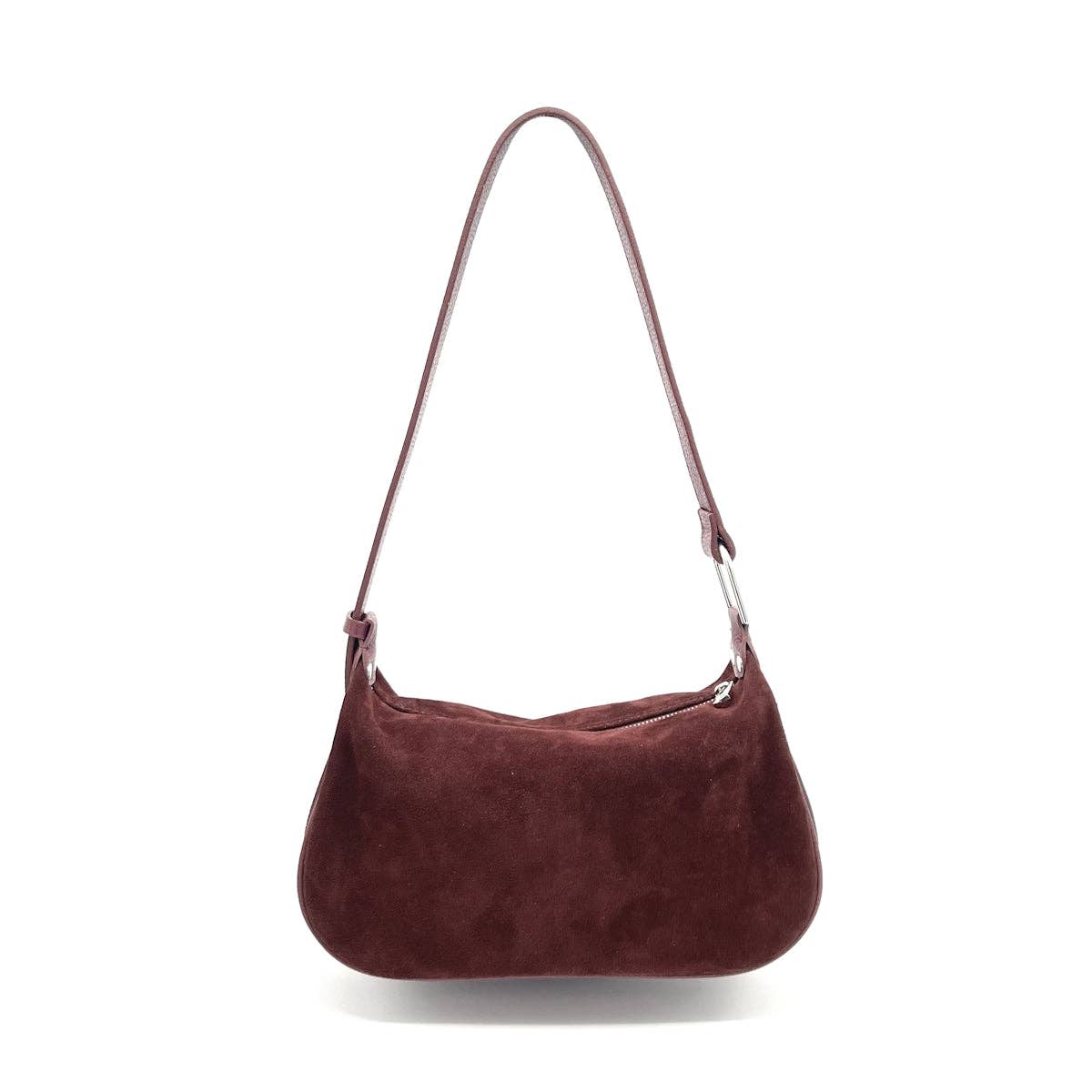 Bordeaux suede leather hobo shoulder bag handmade in Italy