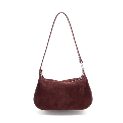 Bordeaux suede leather hobo shoulder bag handmade in Italy