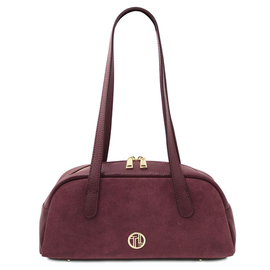 Leather shoulder bags Bordeaux Eclaire - East-West Suede Leather Shoulder Bag | TL142516 San Rocco Italia