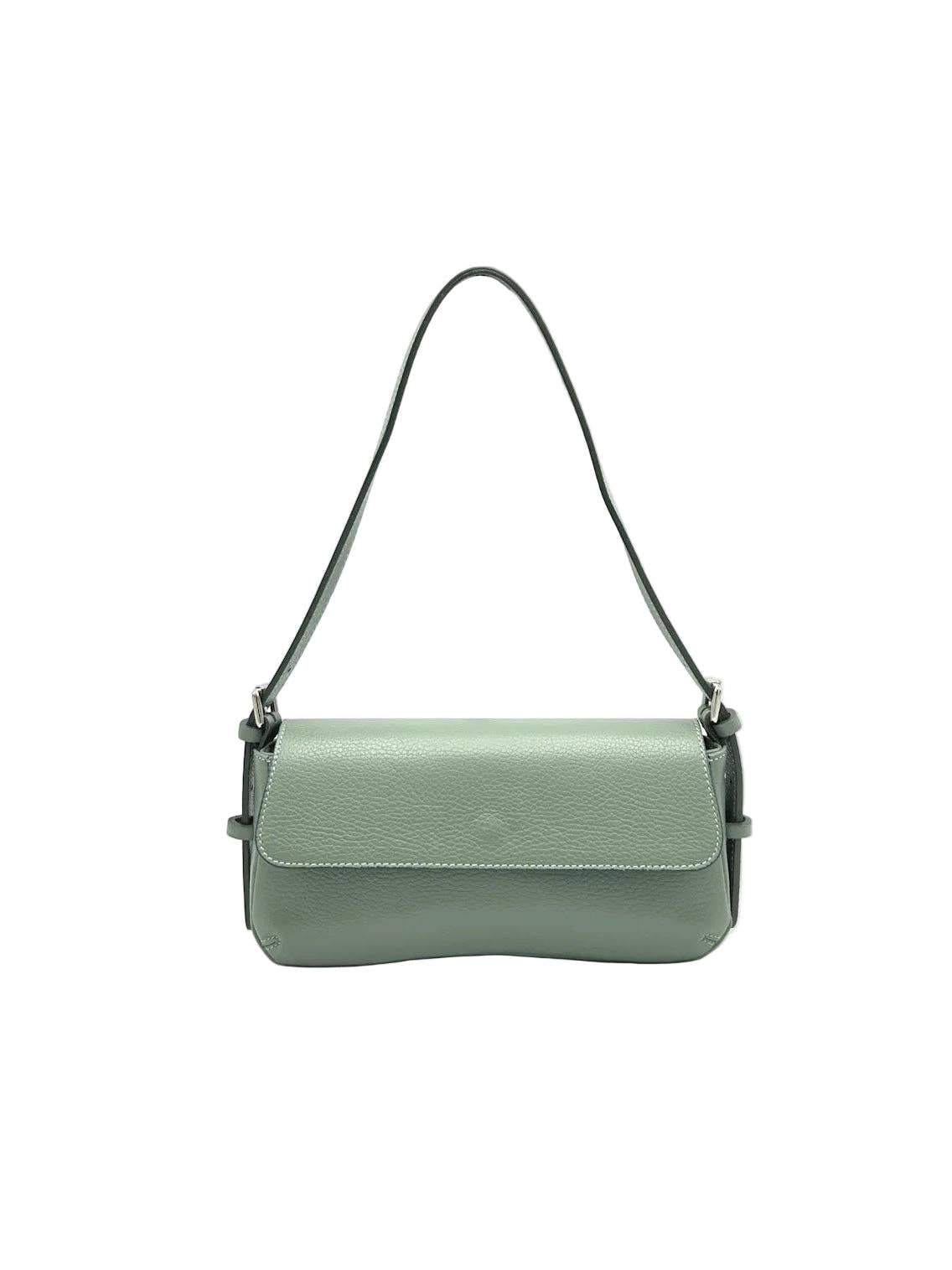 Green Elba handbag with a strap on a white background