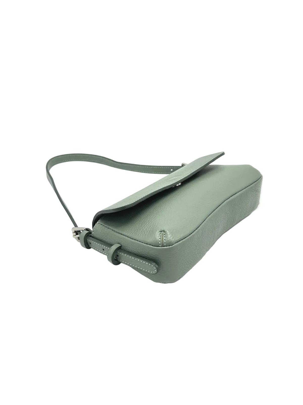 Green handbag on a white background