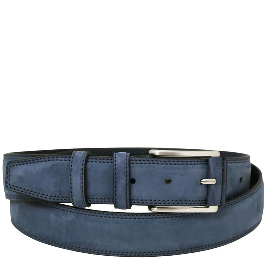 Leather Belts for men Dark Blue / 95 cm Elegant nubuck leather belt 35mm | TL142533 San Rocco Italia
