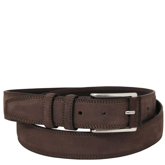 Leather Belts for men Dark Brown / 95 cm Elegant nubuck leather belt 35mm | TL142533 San Rocco Italia