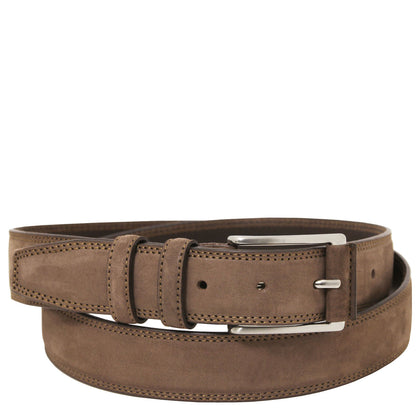 Leather Belts for men Taupe / 95 cm Elegant nubuck leather belt 35mm | TL142533 San Rocco Italia