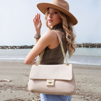 Leather handbags Elettra - Soft leather shoulder bag with chain strap  | TL142353 San Rocco Italia