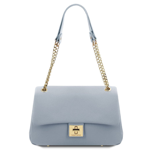 Elettra - Soft leather shoulder bag with chain strap  | TL142353 - Premium Leather handbags - Shop now at San Rocco Italia