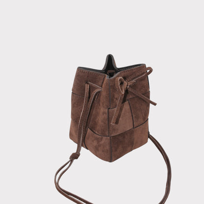 Handbag & Wallet Accessories Emi - Handmade Suede Drawstring Woven Crossbody Bag San Rocco Italia