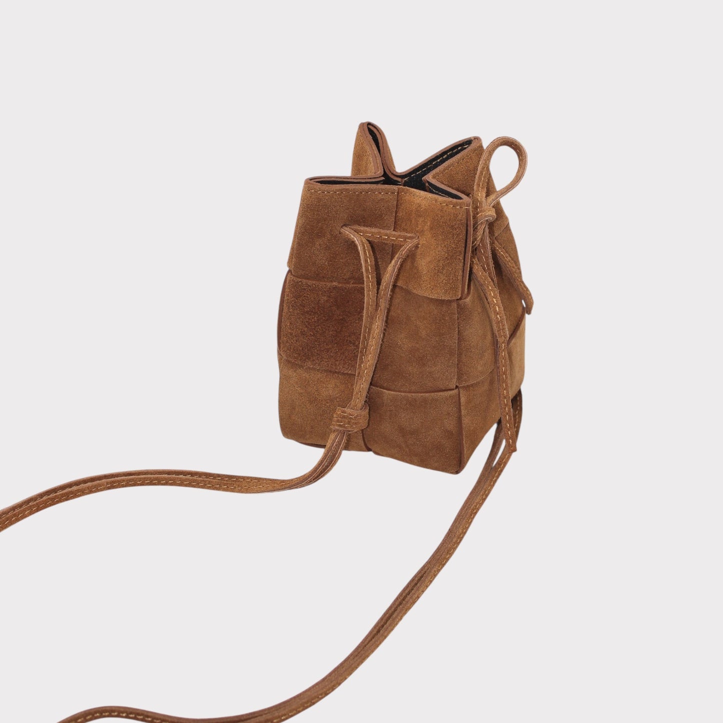 Handbag & Wallet Accessories Emi - Handmade Suede Drawstring Woven Crossbody Bag San Rocco Italia