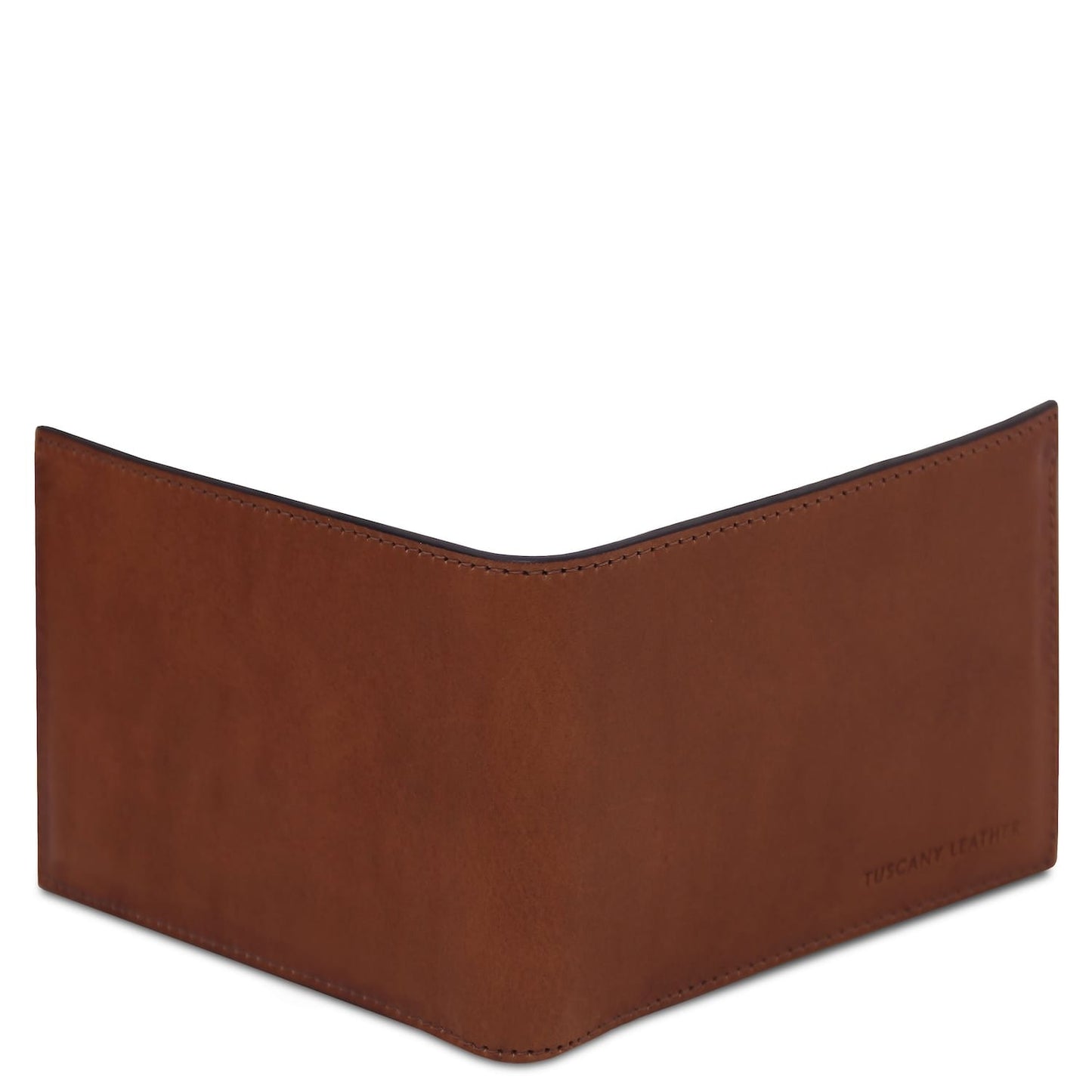 Exclusive 2 fold brown matte leather wallet for men with a curved top edge