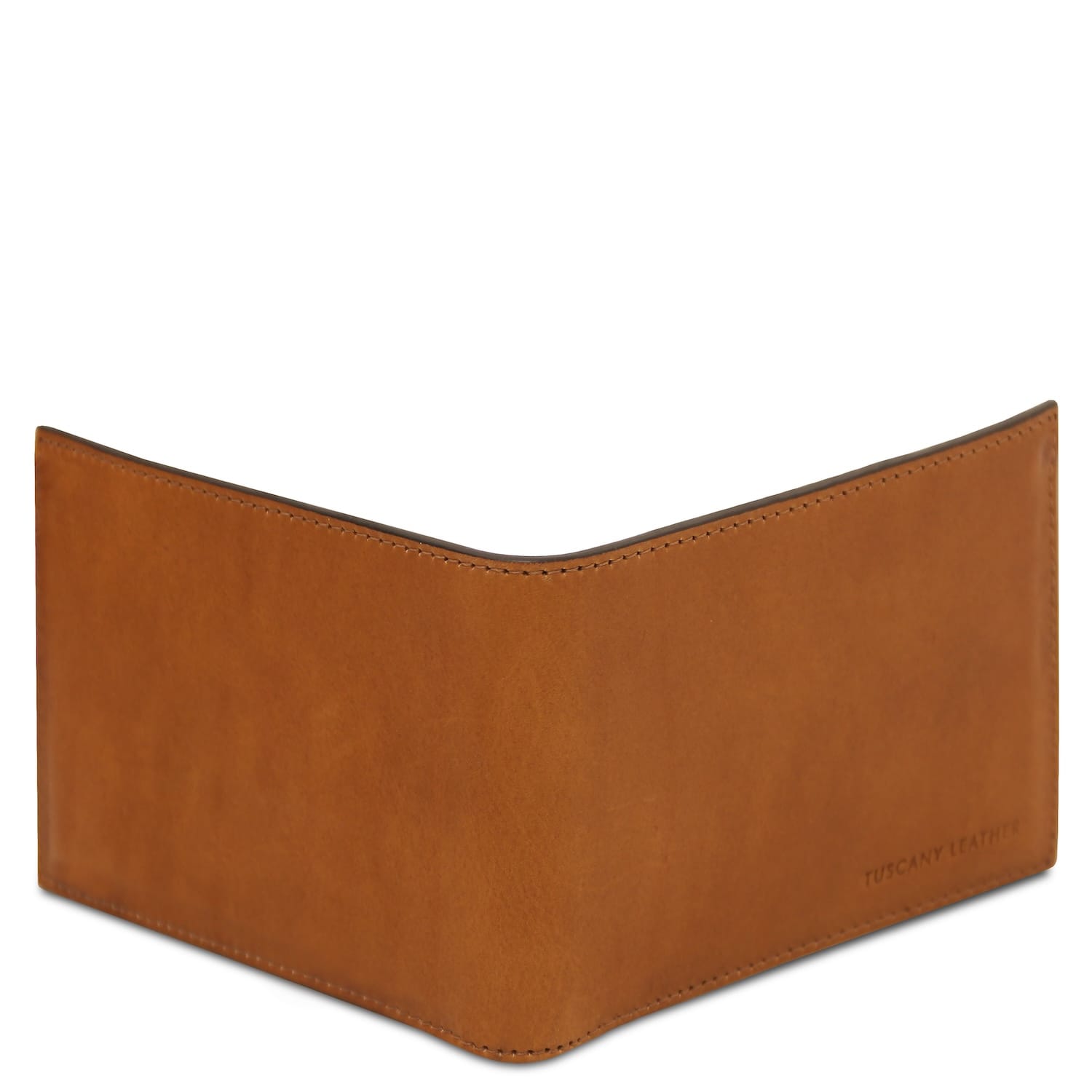 Tan matte leather twofold wallet with coin pocket for men