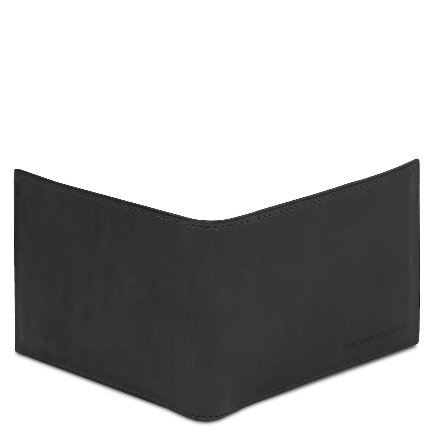 Exclusive black matte leather two fold wallet with coin pocket for men