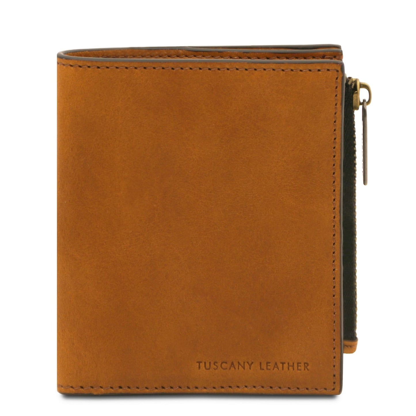 Exclusive leather wallet for men in tan leather with Tuscany Leather branding