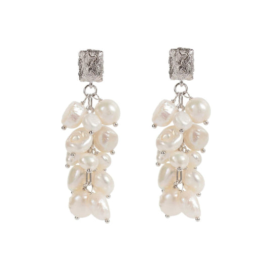 earrings Silver Festive Pearl Dangle Earrings - Rose Gold and Silver San Rocco Italia