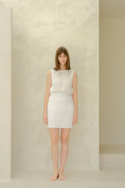 Fine Cotton Plissé Mini Skirt (3D-Knit)