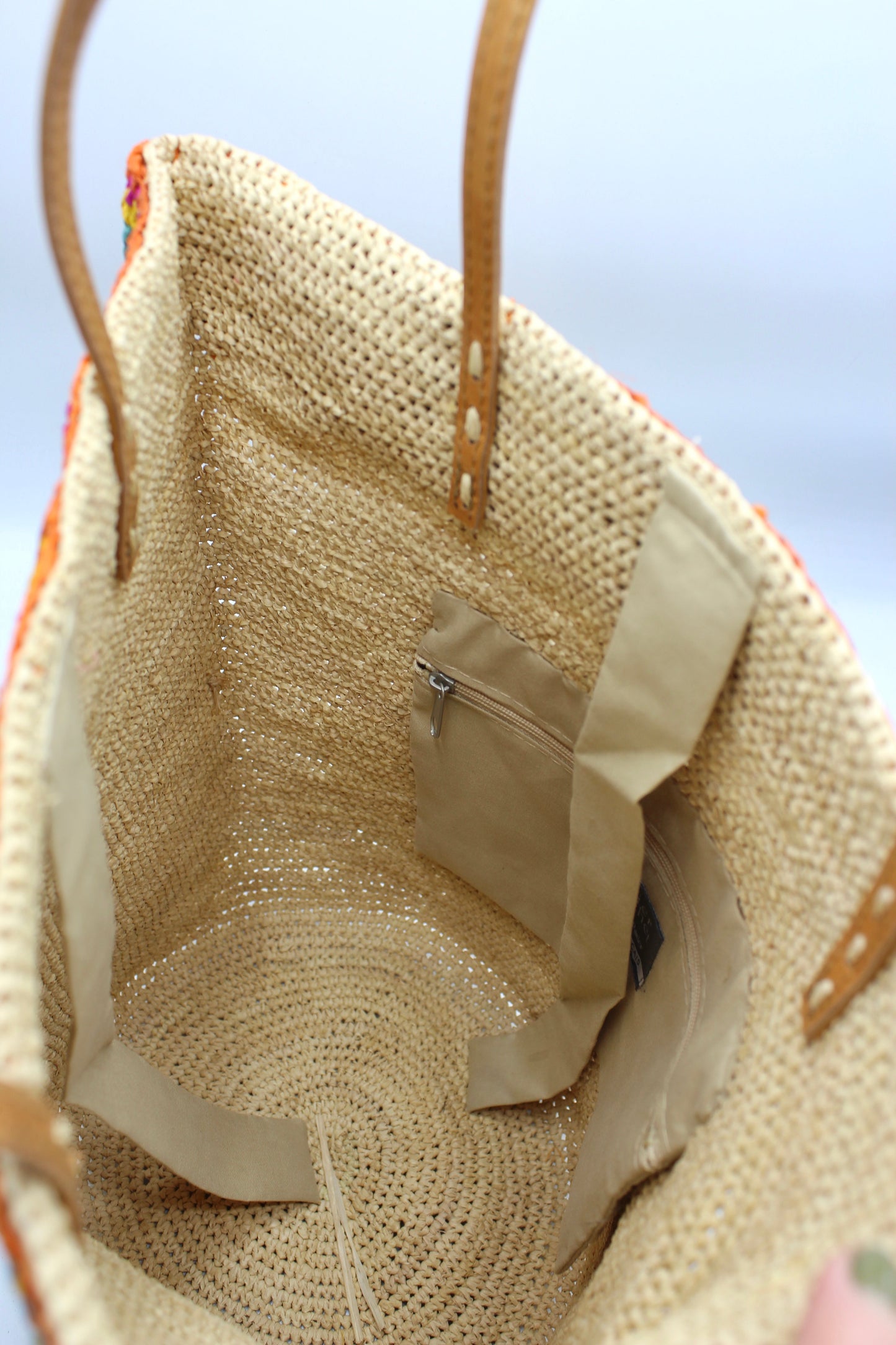 Handbag & Wallet Accessories Flora - Handmade Raffia Bag with Crochet Amber Flower Band San Rocco Italia