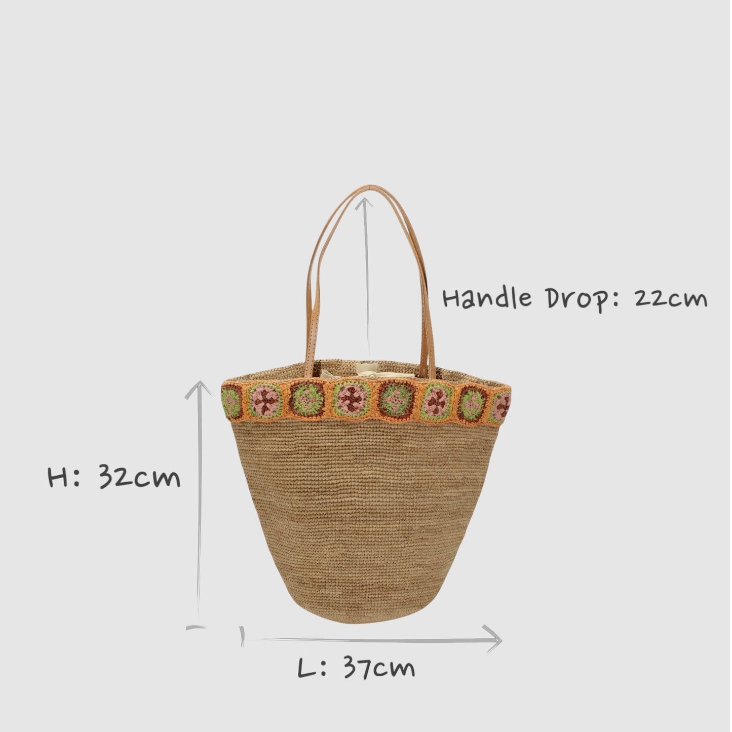 Handbag & Wallet Accessories Flora - Handmade Raffia Bag with Crochet Amber Flower Band San Rocco Italia